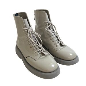 Marsell Gomme Patent Leather Lace Up Back Zip Chunky Platform Combat Boots 39 9